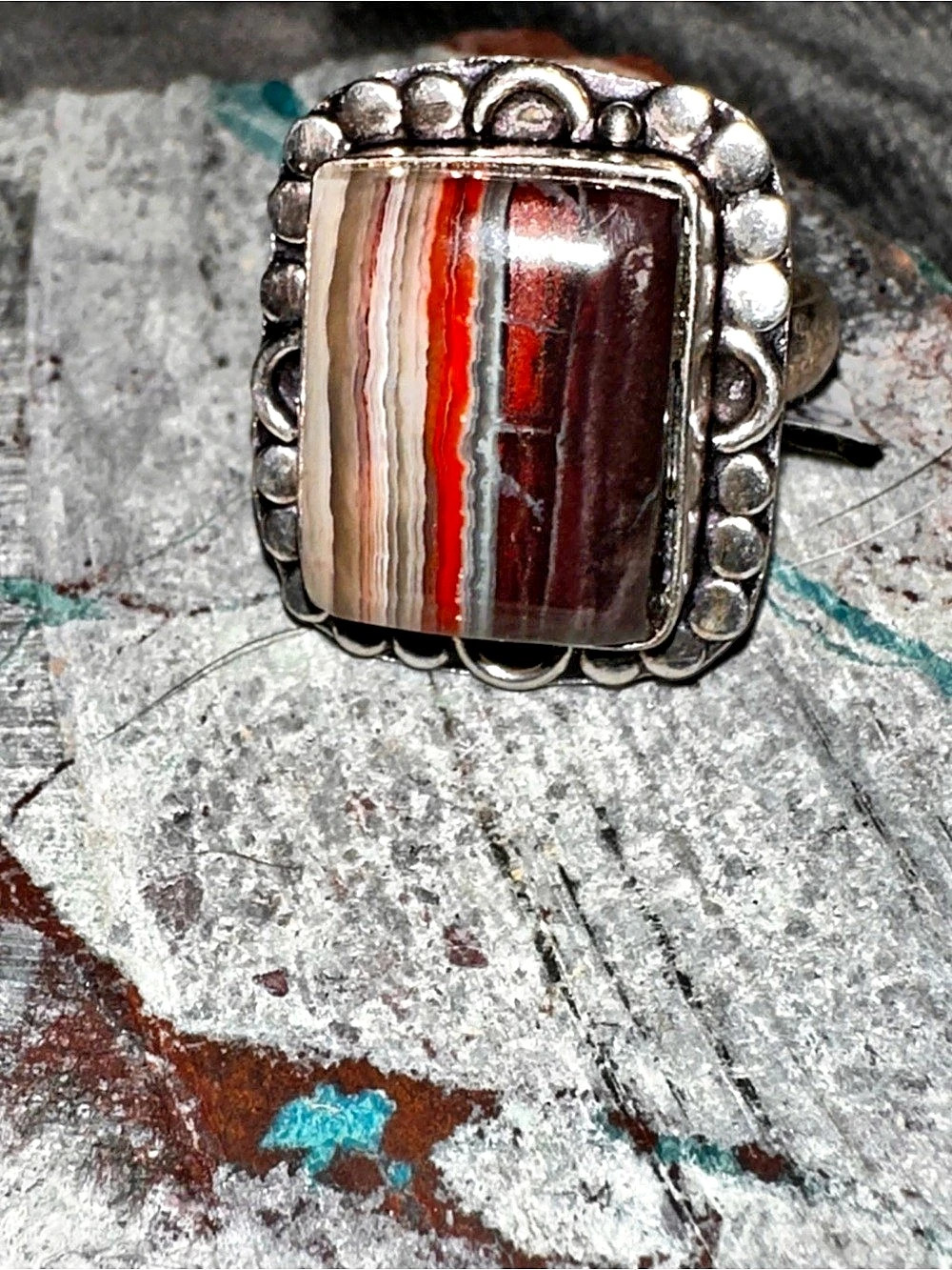 Agate Sterling Silver Ring size 8